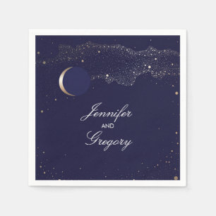 Starry Night Stars Navy und Gold Wedding Serviette
