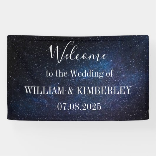 Starry Night Stars Sky Galaxy Elegante Hochzeit Banner (Horizontal)