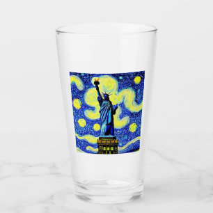 Starry Night Statue of Liberty New York Glas