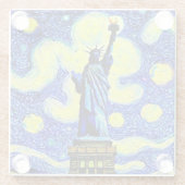 Starry Night Statue of Liberty New York Glasuntersetzer (Rückseite)