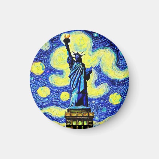 Starry Night Statue of Liberty New York Magnet (Vorne)