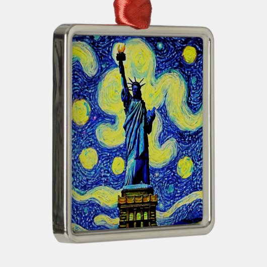 Starry Night Statue of Liberty New York Ornament Aus Metall (Rechts)