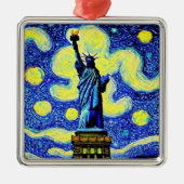 Starry Night Statue of Liberty New York Ornament Aus Metall (Vorne)