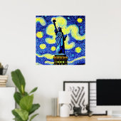 Starry Night Statue of Liberty New York Poster (Heimbüro)