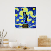 Starry Night Statue of Liberty New York Poster (Küche)