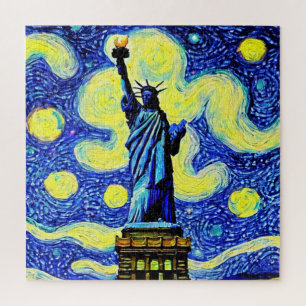 Starry Night Statue of Liberty New York Puzzle