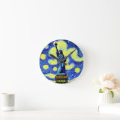 Starry Night Statue of Liberty New York Runde Wanduhr (Zuhause)