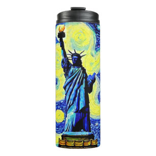 Starry Night Statue of Liberty New York Thermosbecher