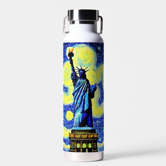 Starry Night Statue of Liberty New York Trinkflasche (Vorne)