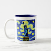 Starry Night Statue of Liberty New York Zweifarbige Tasse (Links)