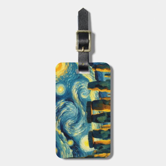 Starry Night Stonehenge Gepäckanhänger (Vorderseite vertikal)