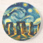 Starry Night Stonehenge Getränkeuntersetzer<br><div class="desc">Dieses schöne Design zeigt Stonehenge in England im Stil von Vincent Van Gogh's Starry Night.</div>