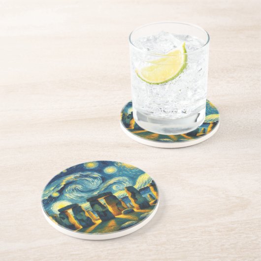 Starry Night Stonehenge Getränkeuntersetzer (Seite)