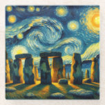 Starry Night Stonehenge Glasuntersetzer<br><div class="desc">Dieses schöne Design zeigt Stonehenge in England im Stil von Vincent Van Gogh's Starry Night.</div>