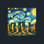 Starry Night Stonehenge Leinwanddruck<br><div class="desc">Dieses schöne Design zeigt Stonehenge in England im Stil von Vincent Van Gogh's Starry Night.</div>