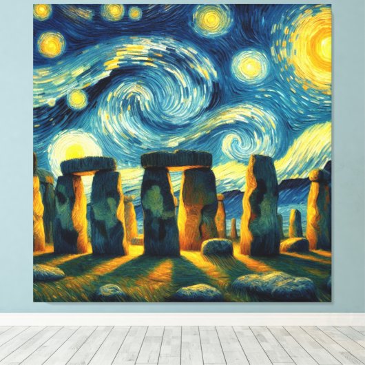 Starry Night Stonehenge Leinwanddruck (Insitu (Holzboden))