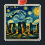 Starry Night Stonehenge Ornament Aus Metall<br><div class="desc">Dieses schöne Design zeigt Stonehenge in England im Stil von Vincent Van Gogh's Starry Night.</div>