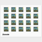 Starry Night Stonehenge Quadratischer Aufkleber (Blatt)