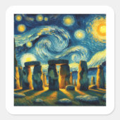 Starry Night Stonehenge Quadratischer Aufkleber (Vorderseite)