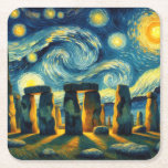 Starry Night Stonehenge Rechteckiger Pappuntersetzer<br><div class="desc">Dieses schöne Design zeigt Stonehenge in England im Stil von Vincent Van Gogh's Starry Night.</div>