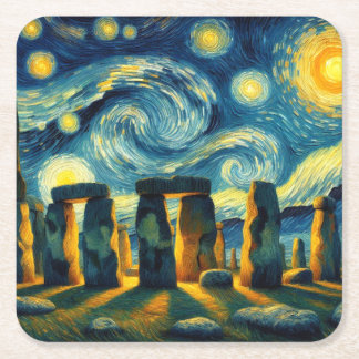 Starry Night Stonehenge Rechteckiger Pappuntersetzer