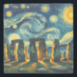 Starry Night Stonehenge Steinuntersetzer<br><div class="desc">Dieses schöne Design zeigt Stonehenge in England im Stil von Vincent Van Gogh's Starry Night.</div>