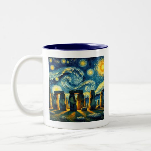 Starry Night Stonehenge Zweifarbige Tasse (Links)