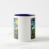 Starry Night Stonehenge Zweifarbige Tasse (Mittel)