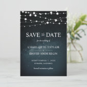 Starry Night String Light Wedding Save the Date (Stehend Vorderseite)