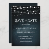 Starry Night String Light Wedding Save the Date (Vorne/Hinten)