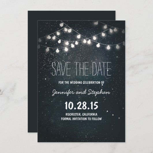 Starry Night String Lights Save the Date (Vorne/Hinten)