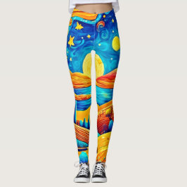 Starry Night Surrealismus Cartoon Art Leggings