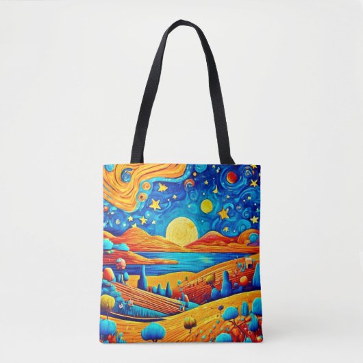 Starry Night Surrealismus Cartoon Art Tasche (Vorderseite)