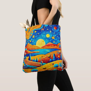 Starry Night Surrealismus Cartoon Art Tasche