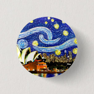 Starry Night Sydney Australia Opernhaus Button
