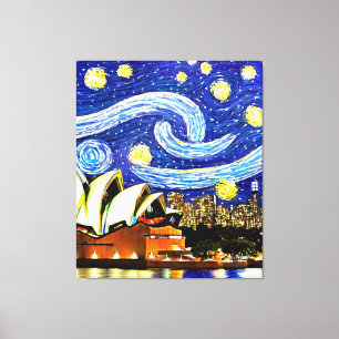 Starry Night Sydney Australia Opernhaus Drawstri Leinwanddruck