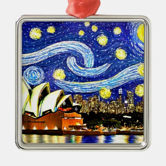 Starry Night Sydney Australia Opernhaus Ornament Aus Metall (Vorne)