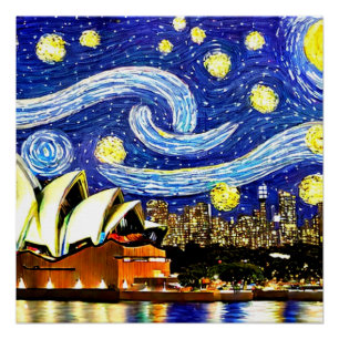 Starry Night Sydney Australia Opernhaus Poster