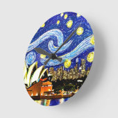 Starry Night Sydney Australia Opernhaus Runde Wanduhr (Winkel)