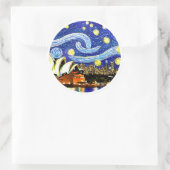 Starry Night Sydney Australia Opernhaus Runder Aufkleber (Tasche)
