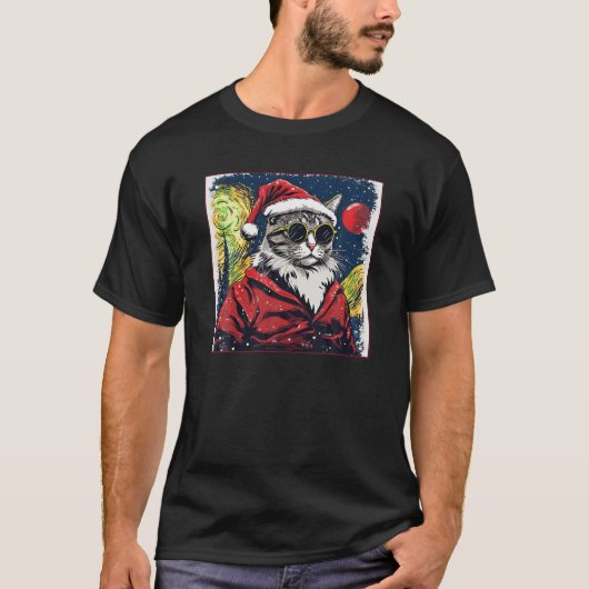 Starry Night Tabby Cat Shirt Weihnachten (Vorderseite)