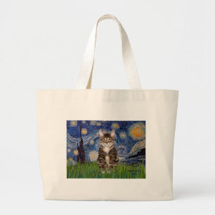 Starry Night - Tabby Tiger cat 30 Jumbo Stoffbeutel