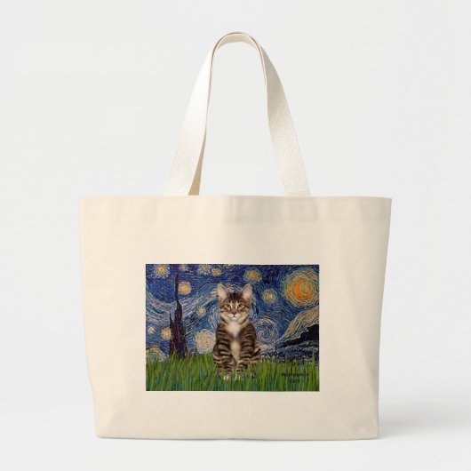 Starry Night - Tabby Tiger cat 30 Jumbo Stoffbeutel (Vorne)