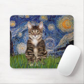 Starry Night - Tabby Tiger cat 30 Mousepad (Mit Mouse)
