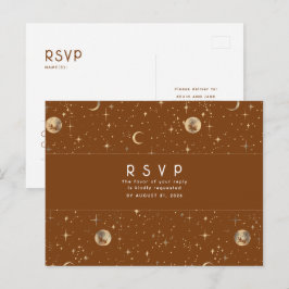 Starry Night Terracotta and Gold Wedding RSVP Postkarte