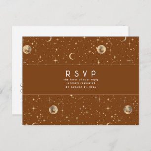 Starry Night Terracotta and Gold Wedding RSVP Postkarte