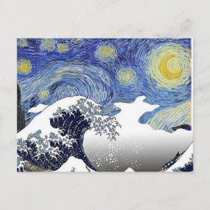 Starry Night, The Wave, Fine Art Parody Postkarte