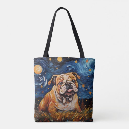 STARRY NIGHT THEMED BULLDOG HUND TASCHE (Rückseite)