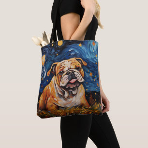 STARRY NIGHT THEMED BULLDOG HUND TASCHE