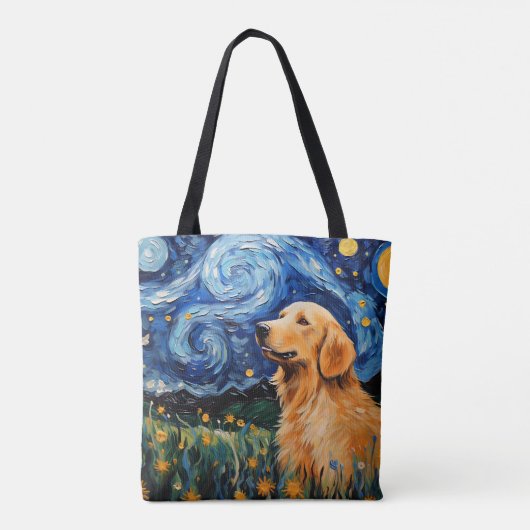 STARRY NIGHT THEMED GOLDEN RETRIEVER HUND TASCHE (Rückseite)